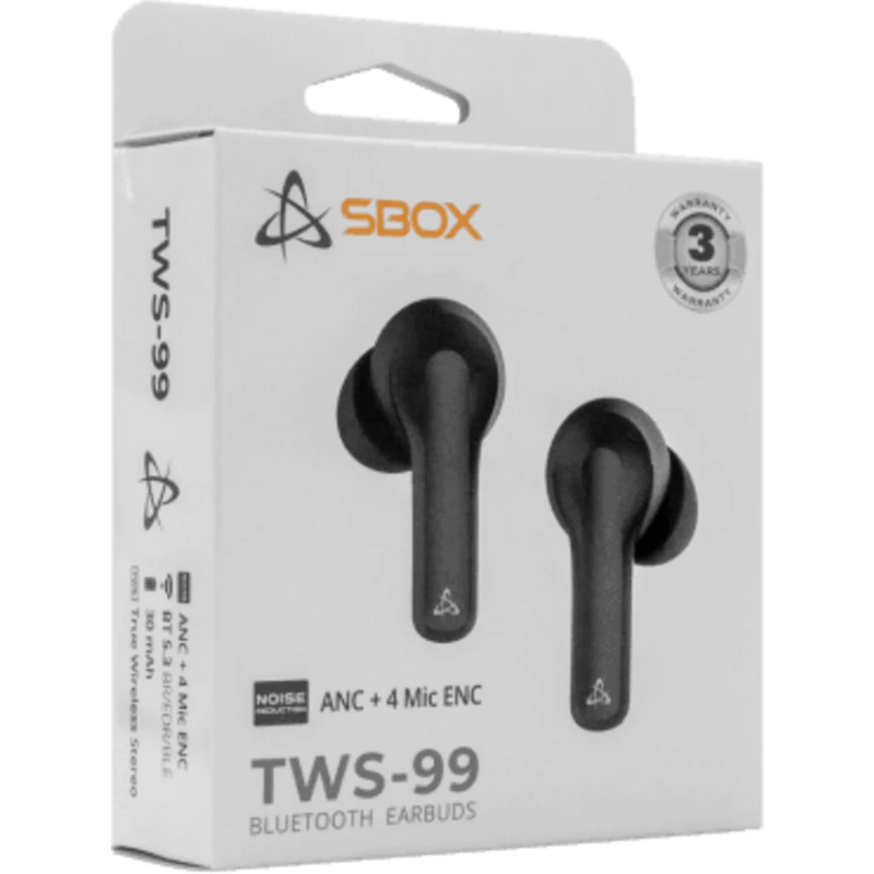 Bluetooth oordopjes met ANC en ENC TWS99 - rubber dopjes - zwart