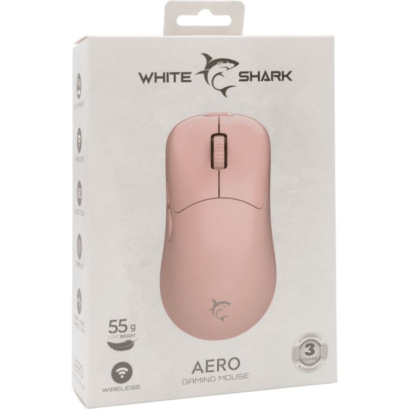 White Shark draadloze gaming muis WM-5015 Aero 5000 dpi-roze