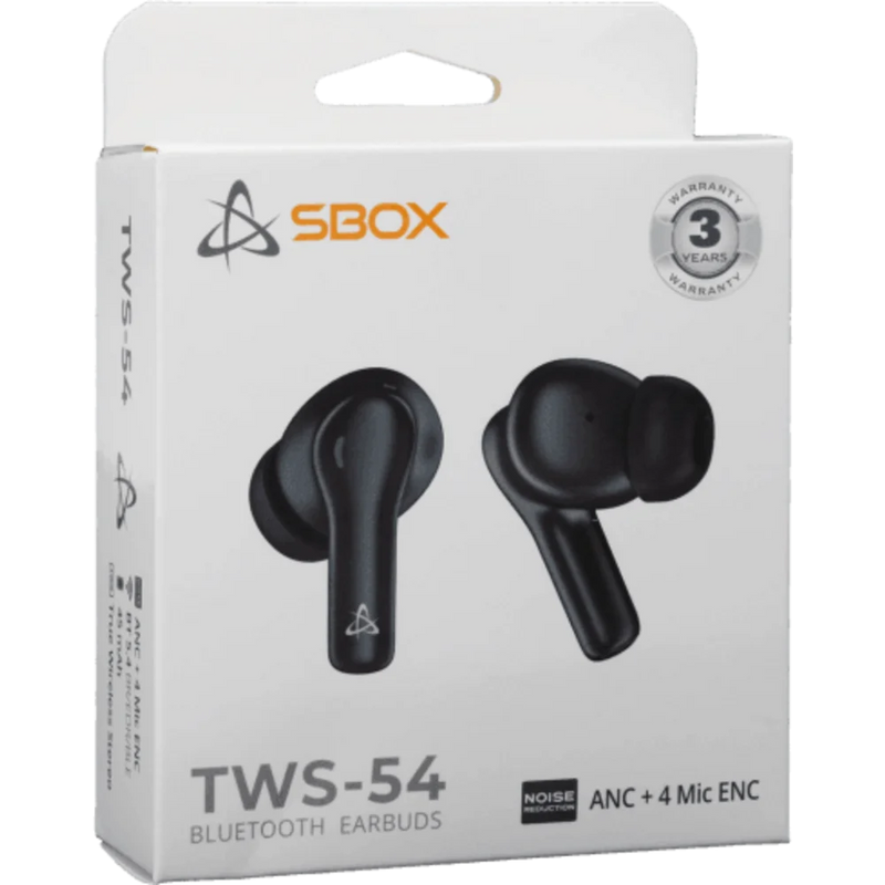 Bluetooth oordopjes met ANC en ENC TWS54 - rubber dopjes - zwart