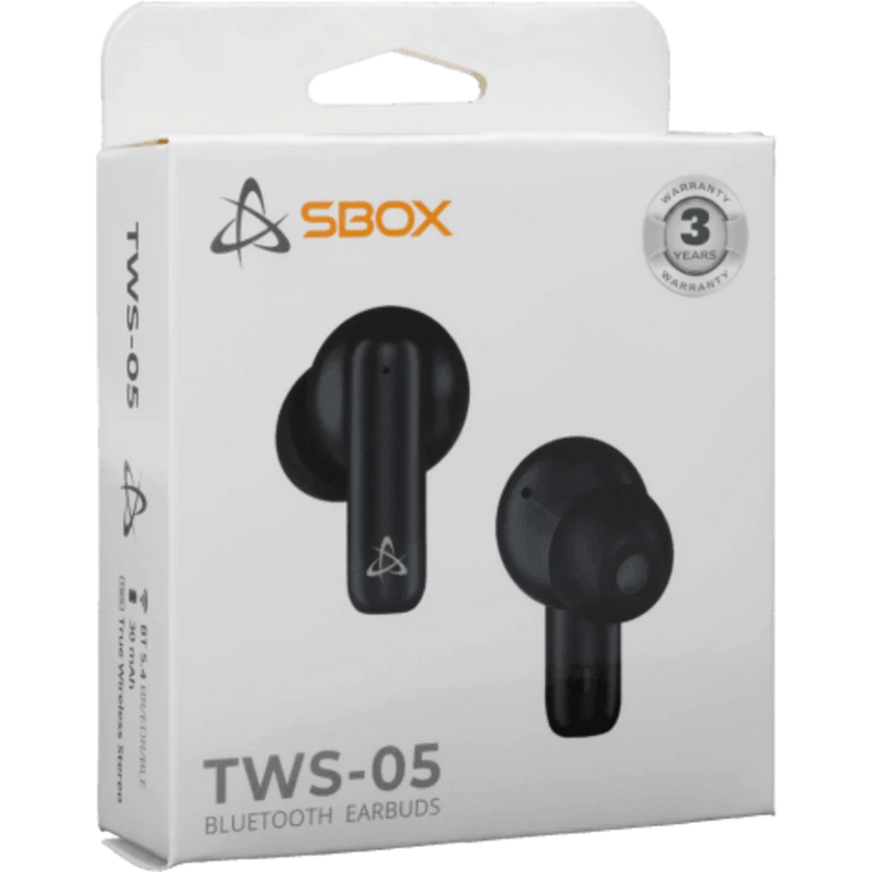 Earbuds Bluetooth EB-TWS05 zwart met rubber dopjes