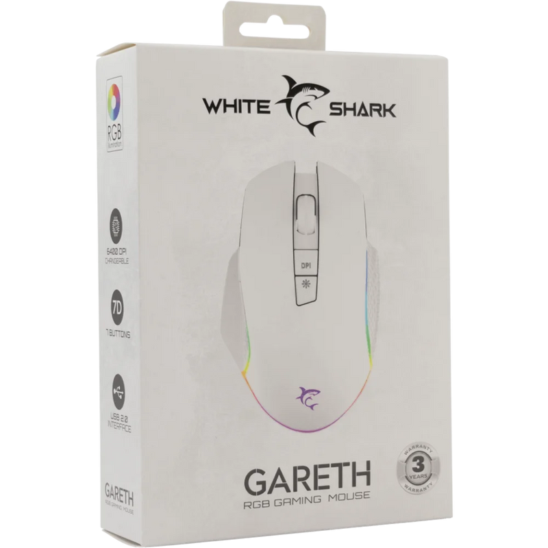 White Shark RGB Gaming muis GM-5009 Gareth - wit