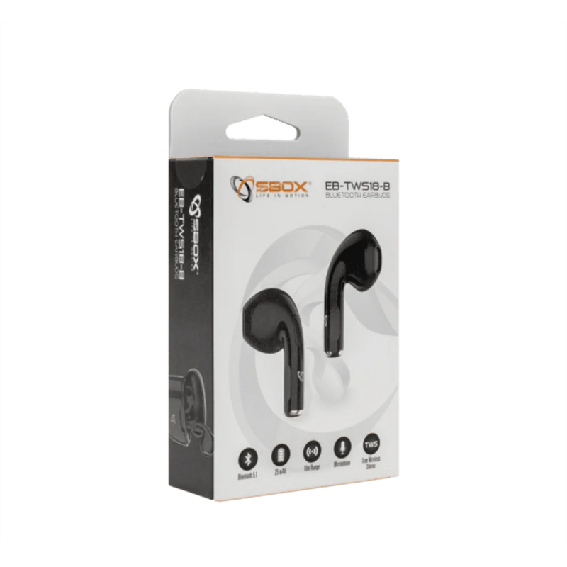 Bluetooth Earbuds met microfoon EB-TWS18- zwart- Sbox